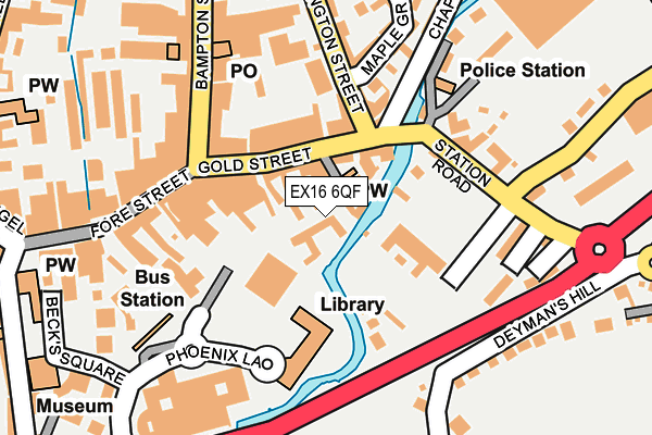 EX16 6QF map - OS OpenMap – Local (Ordnance Survey)