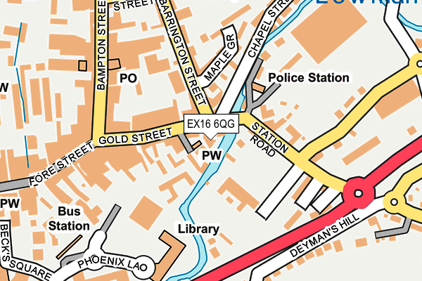 EX16 6QG map - OS OpenMap – Local (Ordnance Survey)