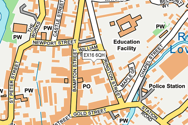 EX16 6QH map - OS OpenMap – Local (Ordnance Survey)