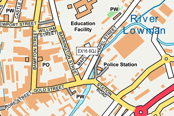 EX16 6QJ map - OS OpenMap – Local (Ordnance Survey)