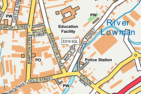 EX16 6QL map - OS OpenMap – Local (Ordnance Survey)