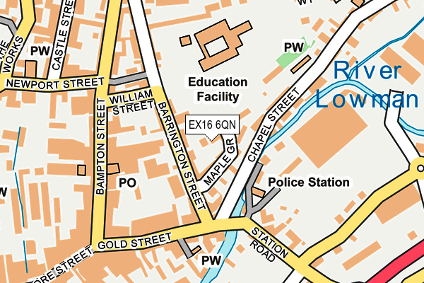 EX16 6QN map - OS OpenMap – Local (Ordnance Survey)