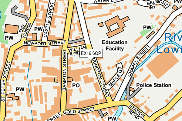 EX16 6QP map - OS OpenMap – Local (Ordnance Survey)