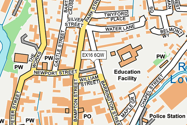 EX16 6QW map - OS OpenMap – Local (Ordnance Survey)