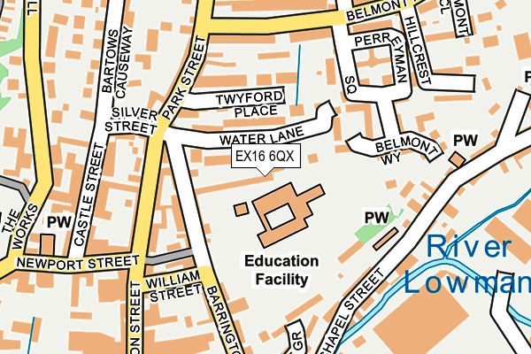EX16 6QX map - OS OpenMap – Local (Ordnance Survey)