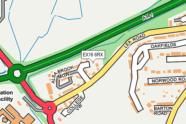 EX16 6RX map - OS OpenMap – Local (Ordnance Survey)