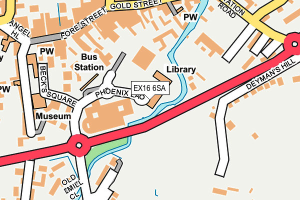 EX16 6SA map - OS OpenMap – Local (Ordnance Survey)