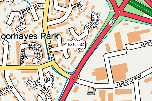 EX16 6SZ map - OS OpenMap – Local (Ordnance Survey)