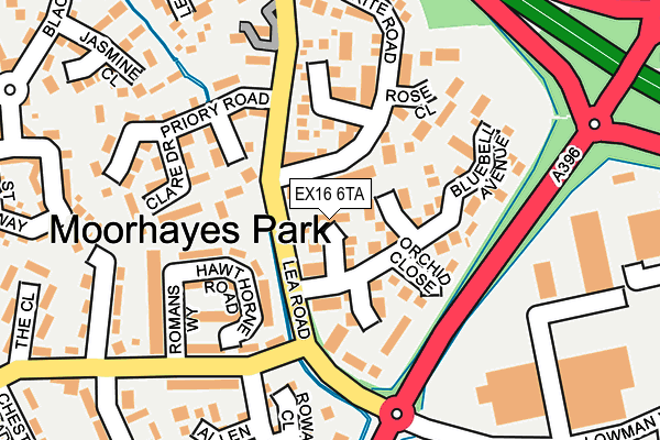 EX16 6TA map - OS OpenMap – Local (Ordnance Survey)