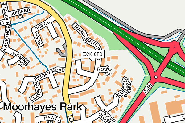 EX16 6TD map - OS OpenMap – Local (Ordnance Survey)