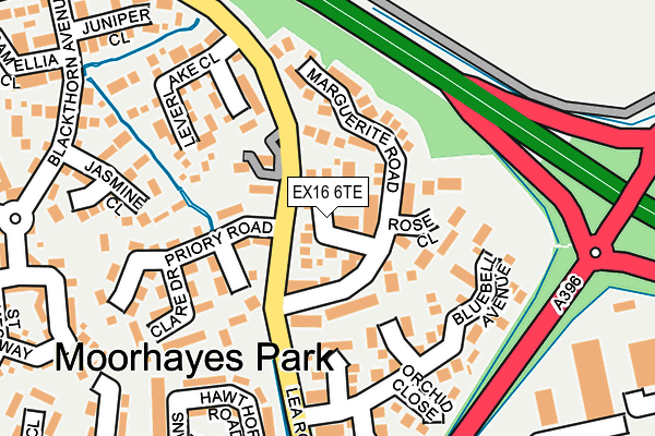 EX16 6TE map - OS OpenMap – Local (Ordnance Survey)