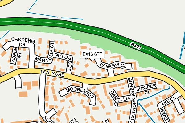 EX16 6TT map - OS OpenMap – Local (Ordnance Survey)