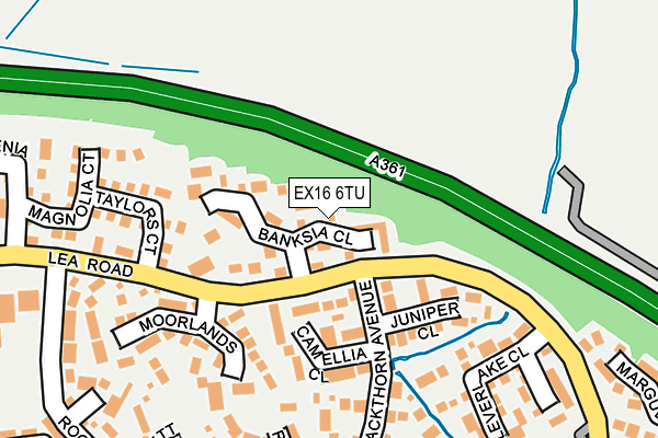 EX16 6TU map - OS OpenMap – Local (Ordnance Survey)