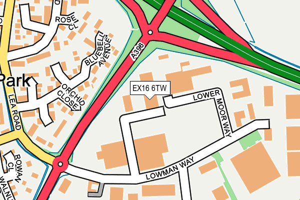 EX16 6TW map - OS OpenMap – Local (Ordnance Survey)