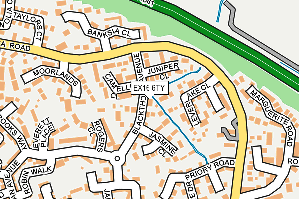 EX16 6TY map - OS OpenMap – Local (Ordnance Survey)