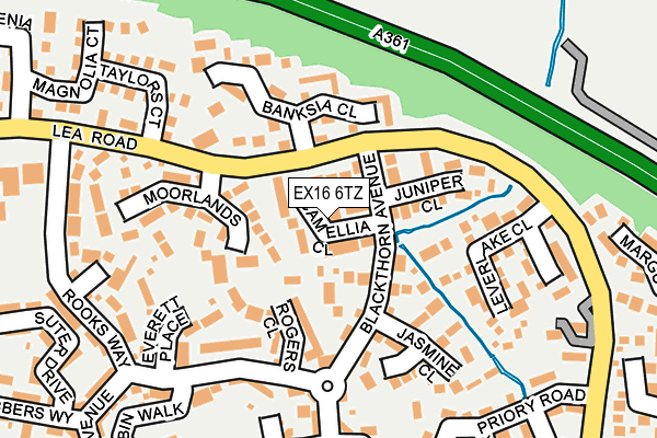 EX16 6TZ map - OS OpenMap – Local (Ordnance Survey)