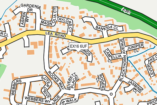 EX16 6UF map - OS OpenMap – Local (Ordnance Survey)