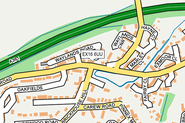 EX16 6UU map - OS OpenMap – Local (Ordnance Survey)