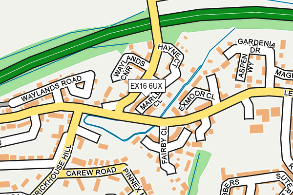 EX16 6UX map - OS OpenMap – Local (Ordnance Survey)