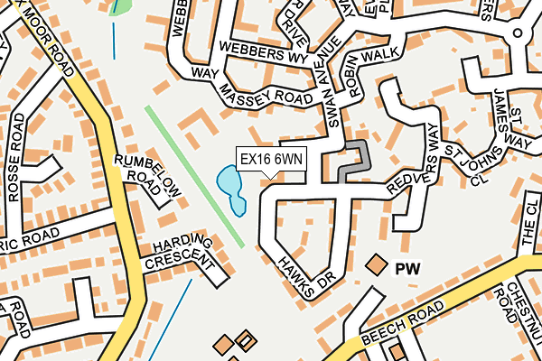 EX16 6WN map - OS OpenMap – Local (Ordnance Survey)