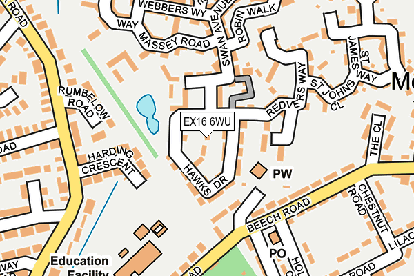 EX16 6WU map - OS OpenMap – Local (Ordnance Survey)