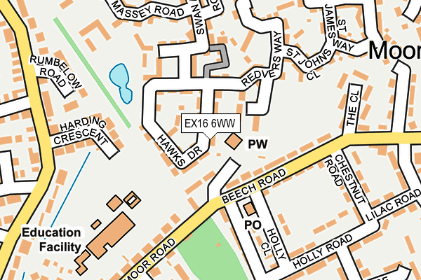 EX16 6WW map - OS OpenMap – Local (Ordnance Survey)