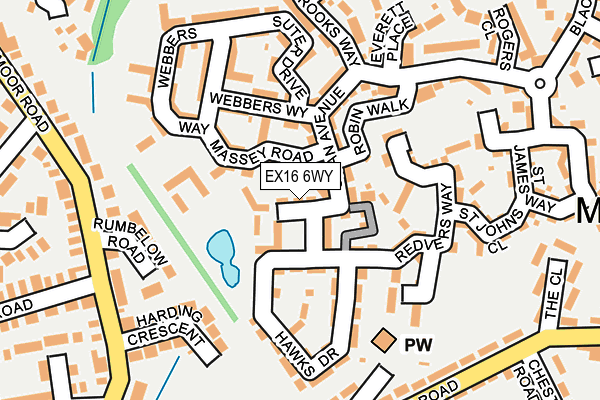 EX16 6WY map - OS OpenMap – Local (Ordnance Survey)