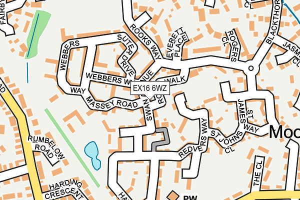 EX16 6WZ map - OS OpenMap – Local (Ordnance Survey)