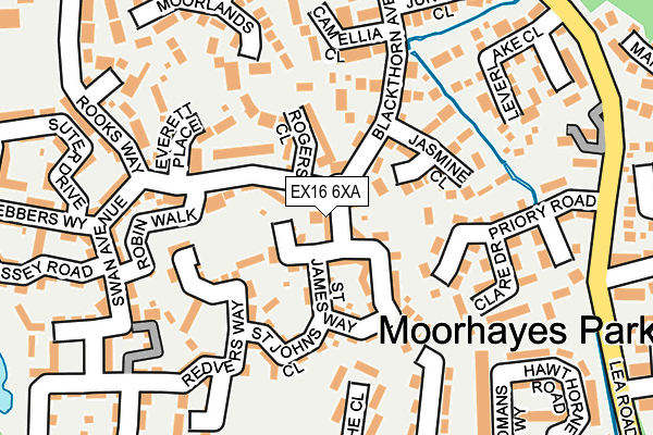 EX16 6XA map - OS OpenMap – Local (Ordnance Survey)