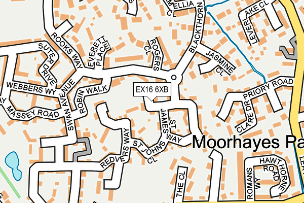 EX16 6XB map - OS OpenMap – Local (Ordnance Survey)