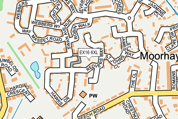 EX16 6XL map - OS OpenMap – Local (Ordnance Survey)