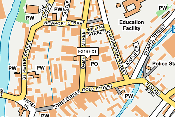 EX16 6XT map - OS OpenMap – Local (Ordnance Survey)