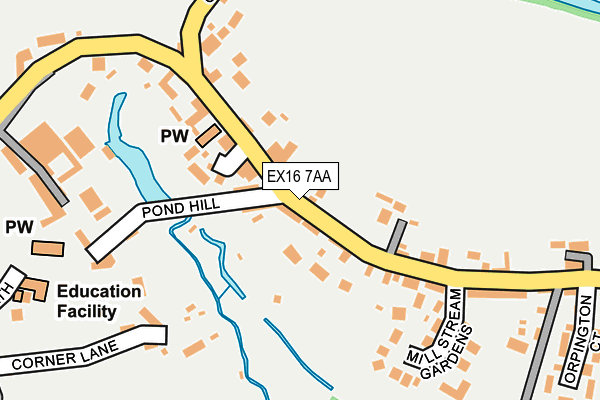 EX16 7AA map - OS OpenMap – Local (Ordnance Survey)