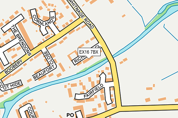 EX16 7BX map - OS OpenMap – Local (Ordnance Survey)