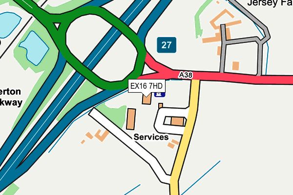EX16 7HD map - OS OpenMap – Local (Ordnance Survey)