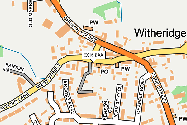 EX16 8AA map - OS OpenMap – Local (Ordnance Survey)