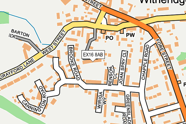 EX16 8AB map - OS OpenMap – Local (Ordnance Survey)