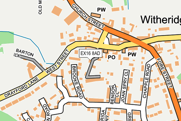 EX16 8AD map - OS OpenMap – Local (Ordnance Survey)