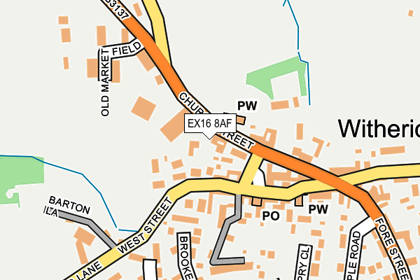 EX16 8AF map - OS OpenMap – Local (Ordnance Survey)