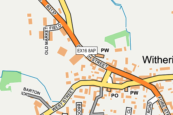 EX16 8AP map - OS OpenMap – Local (Ordnance Survey)