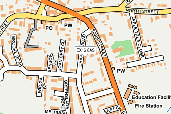 EX16 8AS map - OS OpenMap – Local (Ordnance Survey)