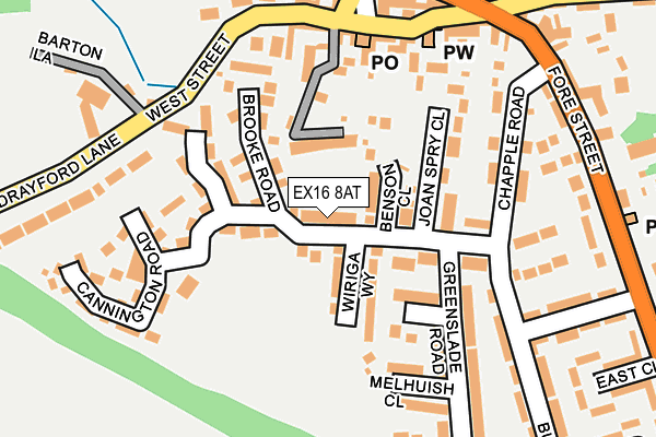 EX16 8AT map - OS OpenMap – Local (Ordnance Survey)