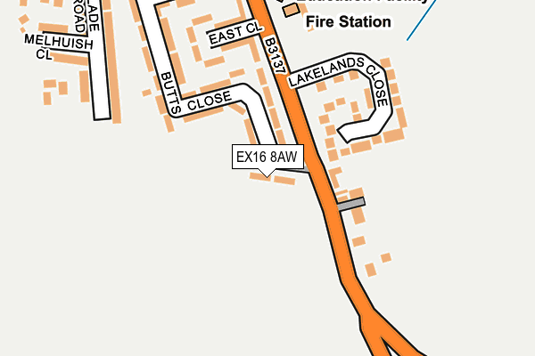 EX16 8AW map - OS OpenMap – Local (Ordnance Survey)