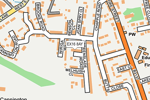 EX16 8AY map - OS OpenMap – Local (Ordnance Survey)