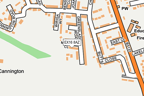 EX16 8AZ map - OS OpenMap – Local (Ordnance Survey)