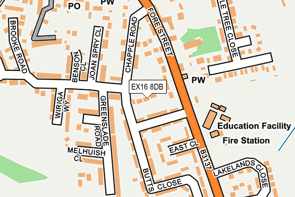 EX16 8DB map - OS OpenMap – Local (Ordnance Survey)