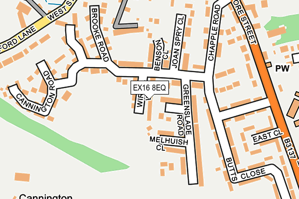 EX16 8EQ map - OS OpenMap – Local (Ordnance Survey)