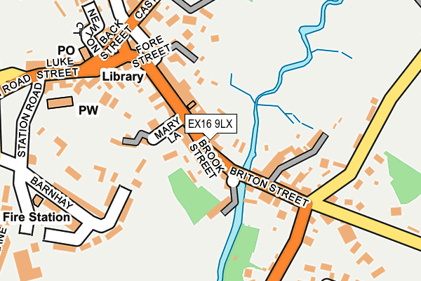 EX16 9LX map - OS OpenMap – Local (Ordnance Survey)