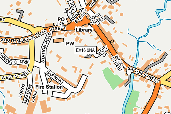 EX16 9NA map - OS OpenMap – Local (Ordnance Survey)