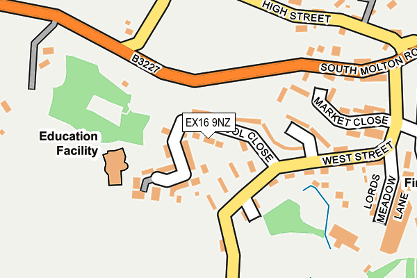 EX16 9NZ map - OS OpenMap – Local (Ordnance Survey)